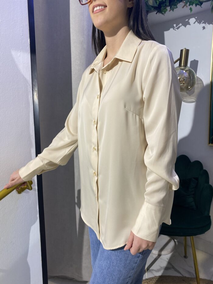 Camisa raso beige - Imagen 4