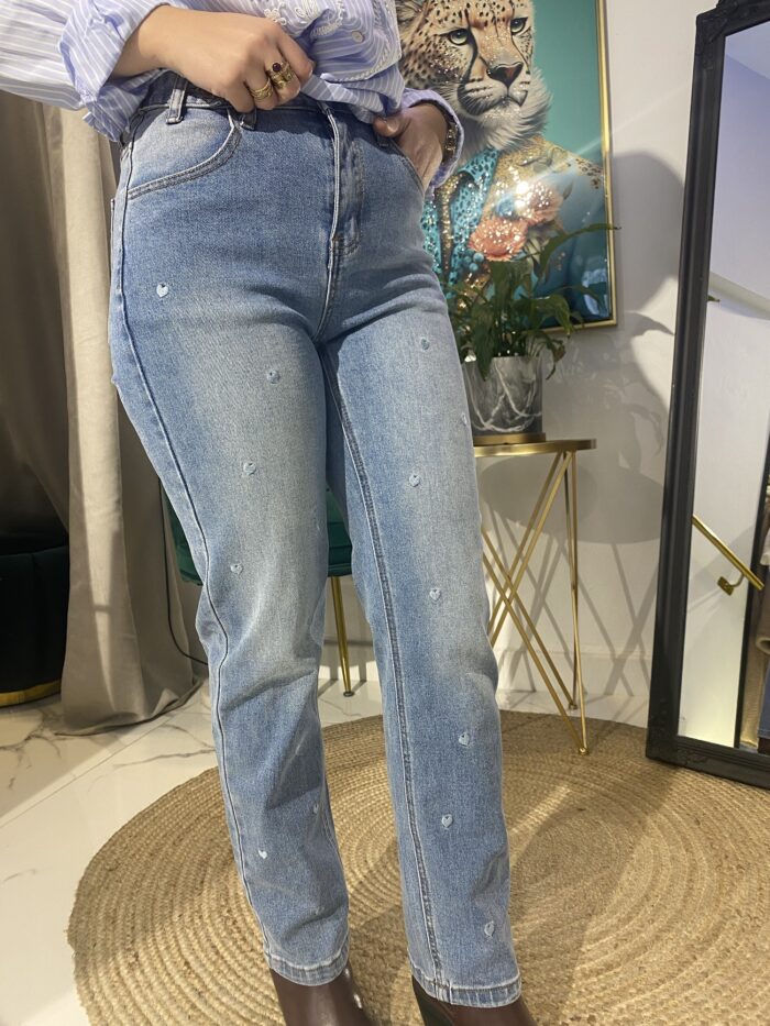 Jeans algodón lavado corazones