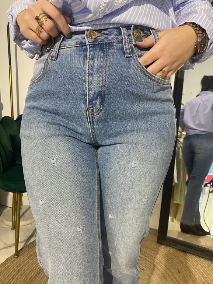 Jeans algodón lavado corazones - Imagen 4