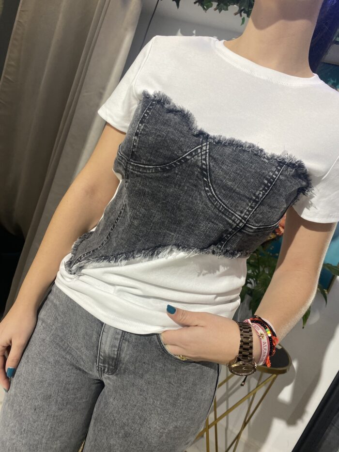 Camiseta blanca combi Jeans - Imagen 5