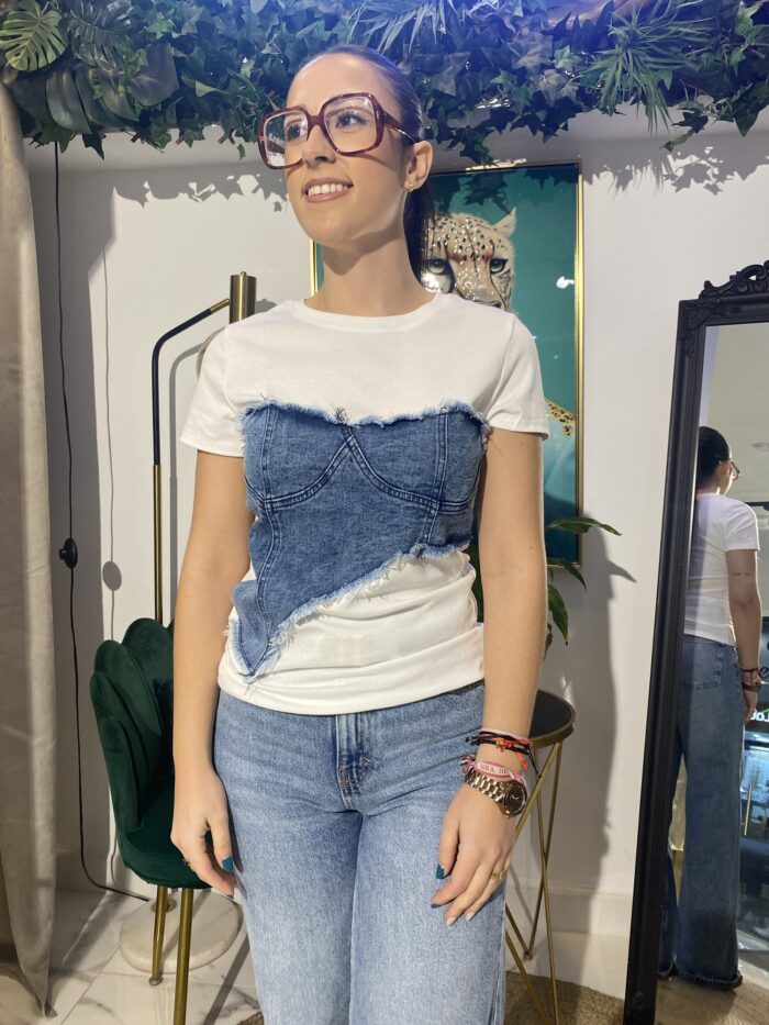 Camiseta blanca combi Jeans - Imagen 8