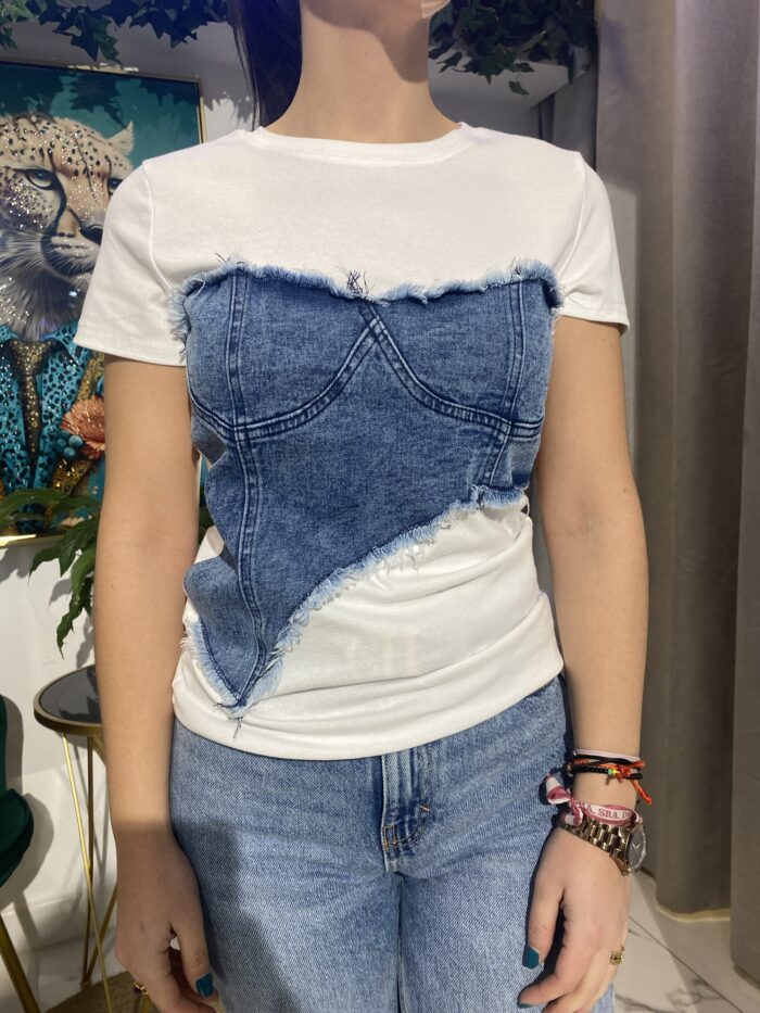 Camiseta blanca combi Jeans - Imagen 7