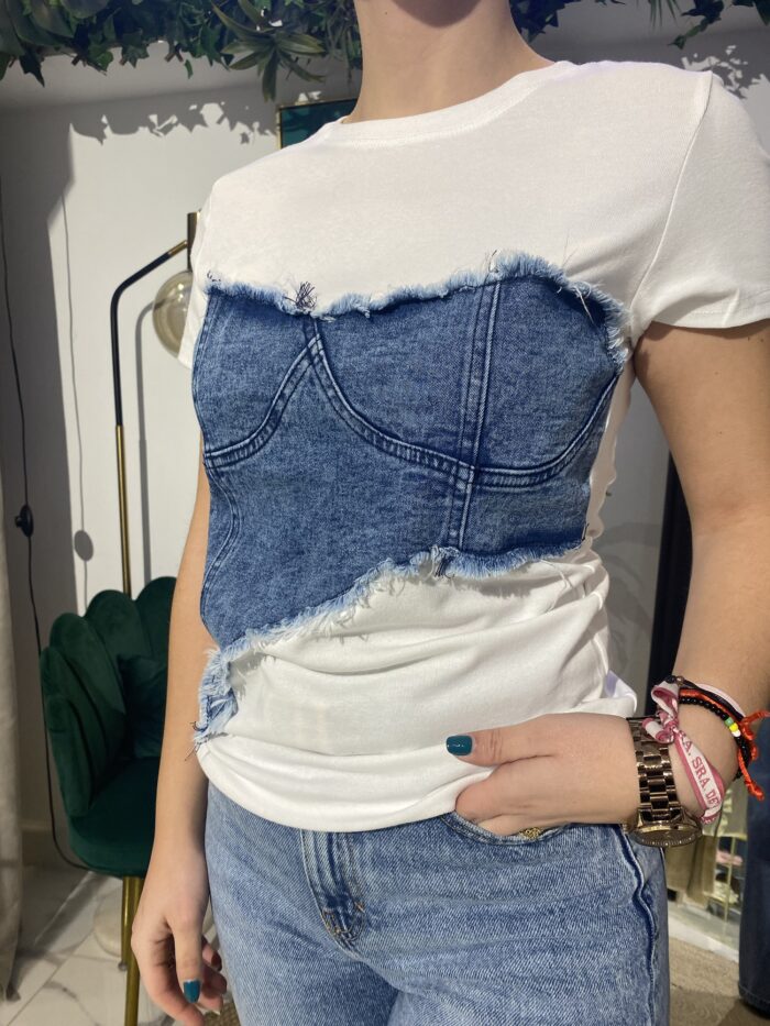 Camiseta blanca combi Jeans - Imagen 6